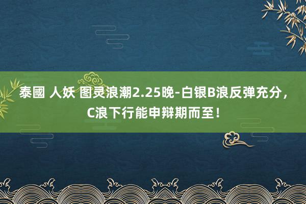 泰國 人妖 图灵浪潮2.25晚-白银B浪反弹充分,C浪下行能申辩期而至!