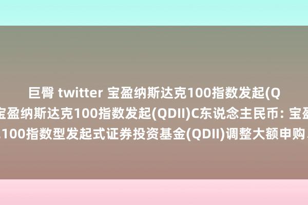 巨臀 twitter 宝盈纳斯达克100指数发起(QDII)A东说念主民币,宝盈纳斯达克100指数发起(QDII)C东说念主民币: 宝盈纳斯达克100指数型发起式证券投资基金(QDII)调整大额申购、如期定额投资业务纵脱金额的公告