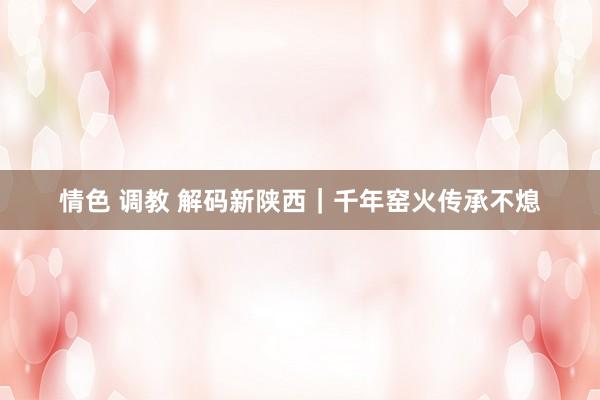 情色 调教 解码新陕西|千年窑火传承不熄
