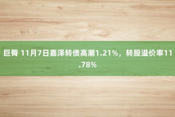 巨臀 11月7日嘉泽转债高潮1.21%，转股溢价率11.78%