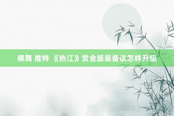 裸舞 推特 《热江》赏金版装备该怎样升级