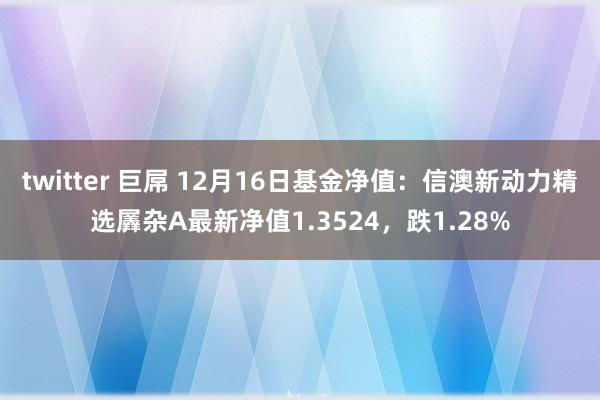 twitter 巨屌 12月16日基金净值：信澳新动力精选羼杂A最新净值1.3524，跌1.28%