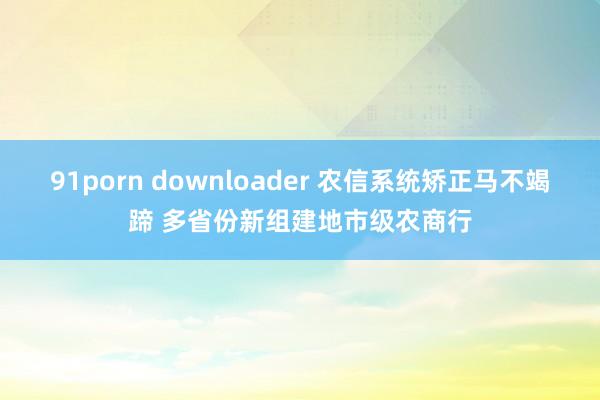 91porn downloader 农信系统矫正马不竭蹄 多省份新组建地市级农商行