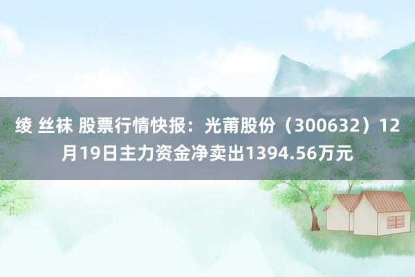 绫 丝袜 股票行情快报：光莆股份（300632）12月19日主力资金净卖出1394.56万元