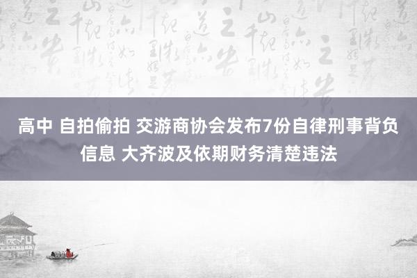 高中 自拍偷拍 交游商协会发布7份自律刑事背负信息 大齐波及依期财务清楚违法