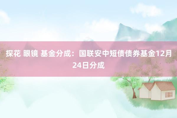 探花 眼镜 基金分成：国联安中短债债券基金12月24日分成