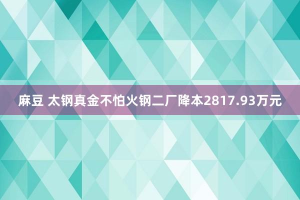 麻豆 太钢真金不怕火钢二厂降本2817.93万元