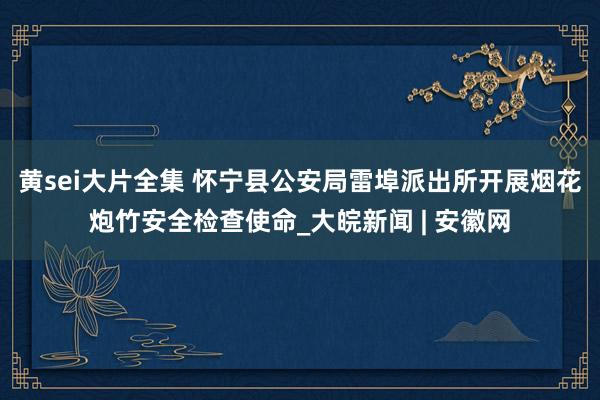 黄sei大片全集 怀宁县公安局雷埠派出所开展烟花炮竹安全检查使命_大皖新闻 | 安徽网