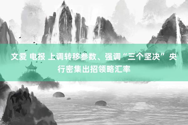 文爱 电报 上调转移参数、强调“三个坚决” 央行密集出招领略汇率