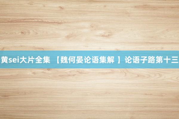 黄sei大片全集 【魏何晏论语集解 】论语子路第十三