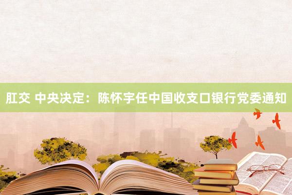 肛交 中央决定：陈怀宇任中国收支口银行党委通知