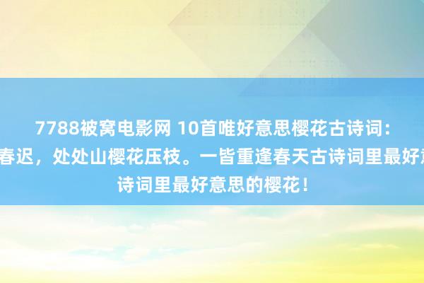7788被窝电影网 10首唯好意思樱花古诗词：山深巧合得春迟，处处山樱花压枝。一皆重逢春天古诗词里最好意思的樱花！