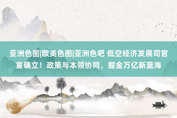 亚洲色图|欧美色图|亚洲色吧 低空经济发展司官宣确立！政策与本领协同，掘金万亿新蓝海