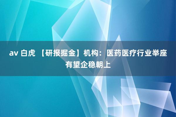 av 白虎 【研报掘金】机构：医药医疗行业举座有望企稳朝上