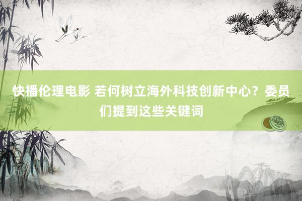 快播伦理电影 若何树立海外科技创新中心？委员们提到这些关键词