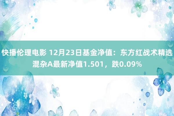 快播伦理电影 12月23日基金净值：东方红战术精选混杂A最新净值1.501，跌0.09%