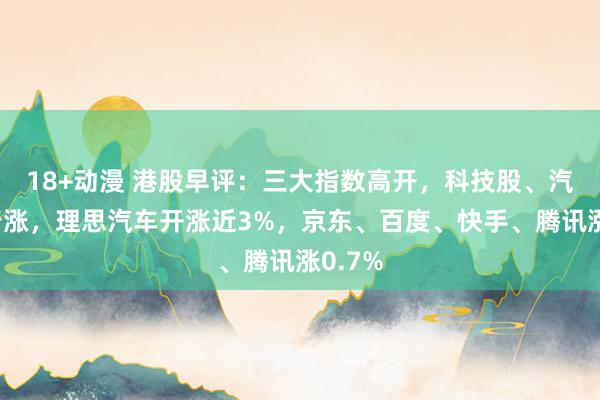 18+动漫 港股早评：三大指数高开，科技股、汽车股普涨，理思汽车开涨近3%，京东、百度、快手、腾讯涨0.7%