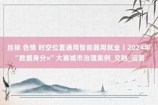 丝袜 色情 时空位置通用智能器用就业丨2024年“数据身分×”大赛城市治理案例_交融_运营