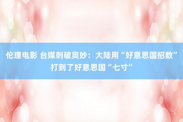 伦理电影 台媒刺破奥妙：大陆用“好意思国招数”打到了好意思国“七寸”