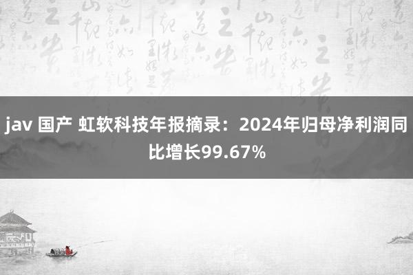 jav 国产 虹软科技年报摘录：2024年归母净利润同比增长99.67%