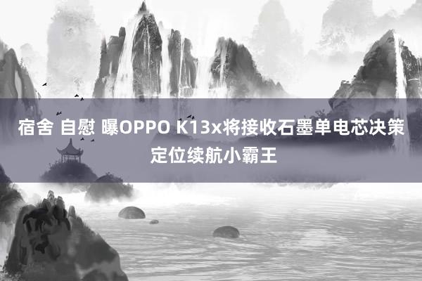 宿舍 自慰 曝OPPO K13x将接收石墨单电芯决策 定位续航小霸王