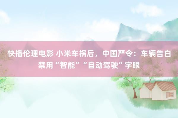 快播伦理电影 小米车祸后，中国严令：车辆告白禁用“智能”“自动驾驶”字眼