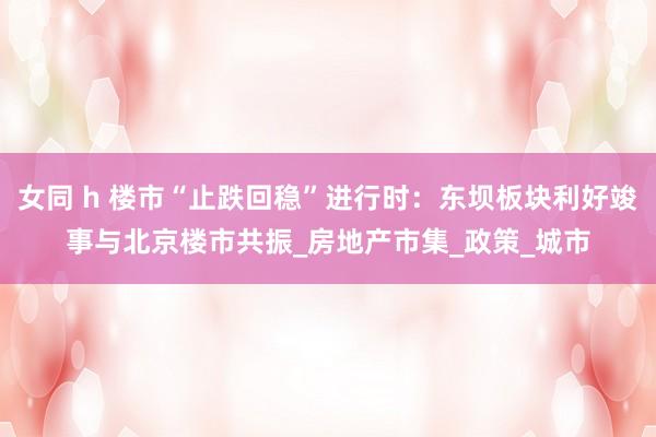 女同 h 楼市“止跌回稳”进行时：东坝板块利好竣事与北京楼市共振_房地产市集_政策_城市