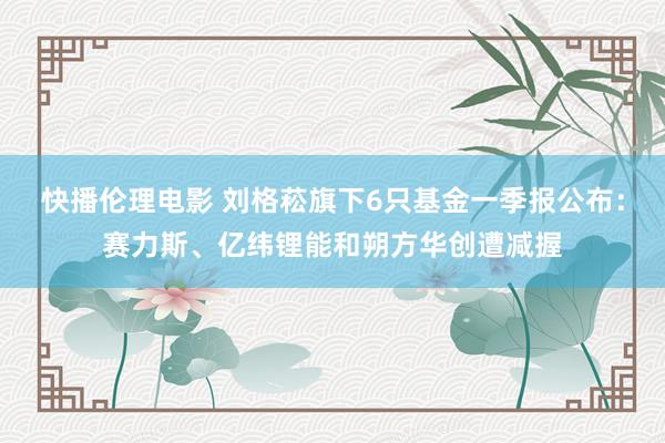 快播伦理电影 刘格菘旗下6只基金一季报公布：赛力斯、亿纬锂能和朔方华创遭减握